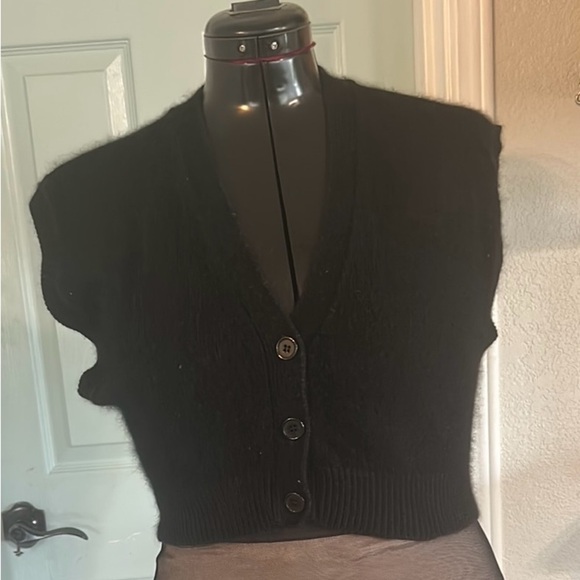 Black Button-Up Women's Sweater - Picture 1 of 6